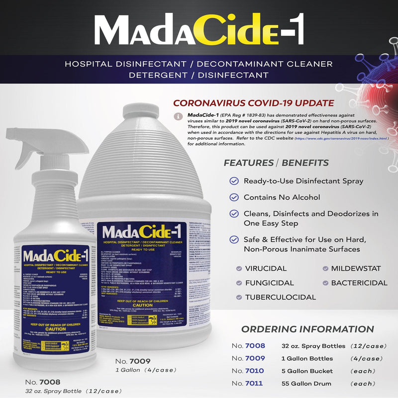 MadaCide-1 Surface Disinfectant Cleaner, 1 gal 1/EACH -7009