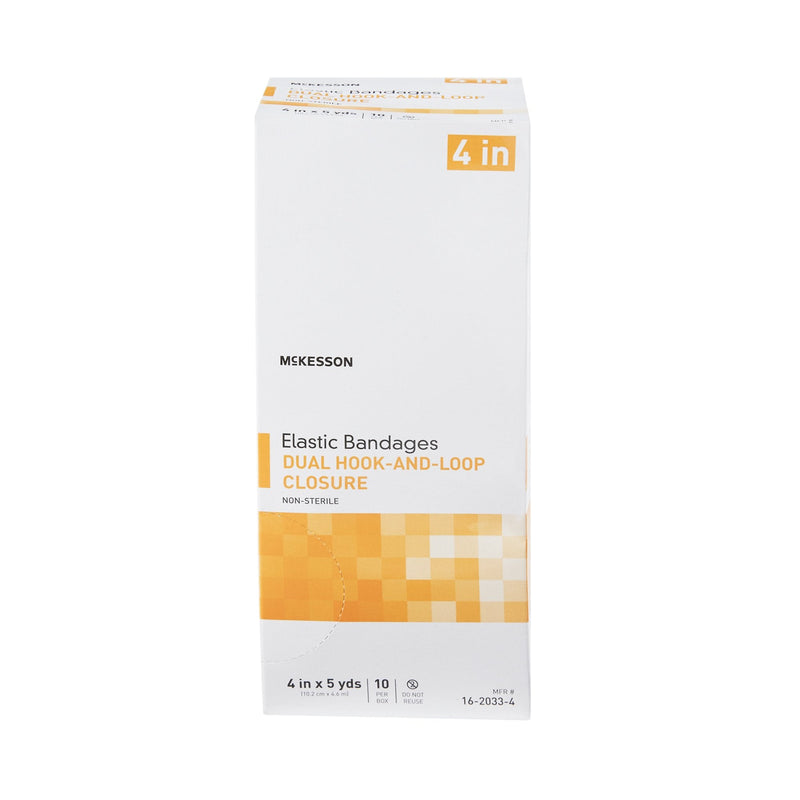 McKesson Double Hook and Loop Closure Elastic Bandage, 4 Inch x 5 Yard 10/BOX -16-2033-4