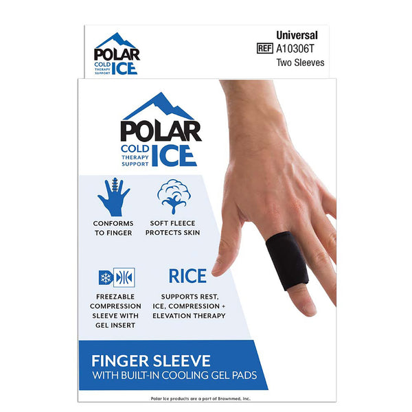 POLAR ICE® FINGER SLEEVE WITH COOLING PAD, ONE SIZE FITS MOST, SOLD AS 1/BOX BROWNMED A10306T