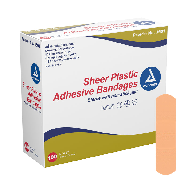 DYNAREX® TAN SHEER ADHESIVE STRIP, ¾ X 3 INCH, SOLD AS 24/CASE DYNAREX 3601