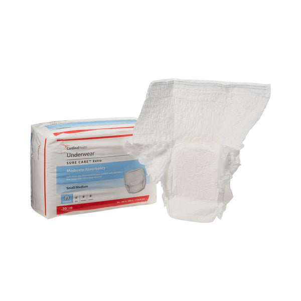 SURE CARE™ EXTRA MODERATE ABSORBENCY INCONTINENCE UNDERWEAR, SMALL / MEDIUM, SOLD AS 80/CASE CARDINAL 1840A