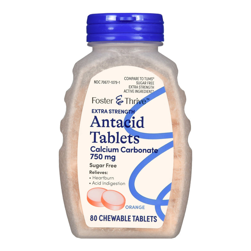 FOSTER & THRIVE™ EXTRA STRENGTH ANTACID CALCIUM CARBONATE CHEWABLE TABLET ORANGE, SOLD AS 1/BOTTLE MCKESSON 70677107901