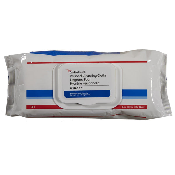 CARDINAL HEALTH™ WINGS™ PERSONAL CLEANSING CLOTHS, SOFT PACK, 64 CT., SOLD AS 768/CASE CARDINAL 5299S