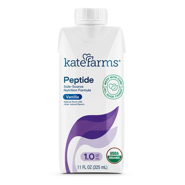 KATE FARMS® PEPTIDE 1.0 VANILLA SOLE-SOURCE NUTRITION FORMULA, 11-OUNCE CARTON, SOLD AS 1/EACH KATE 811112030553