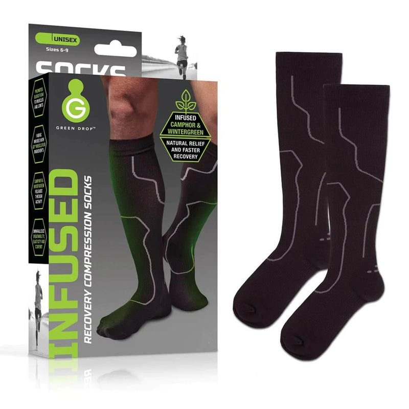 GREEN DROP™ COMPRESSION SOCKS – MEDICAL-GRADE INFUSED SUPPORT, L/XL, SOLD AS 1/PAIR GREEN SOX-1455
