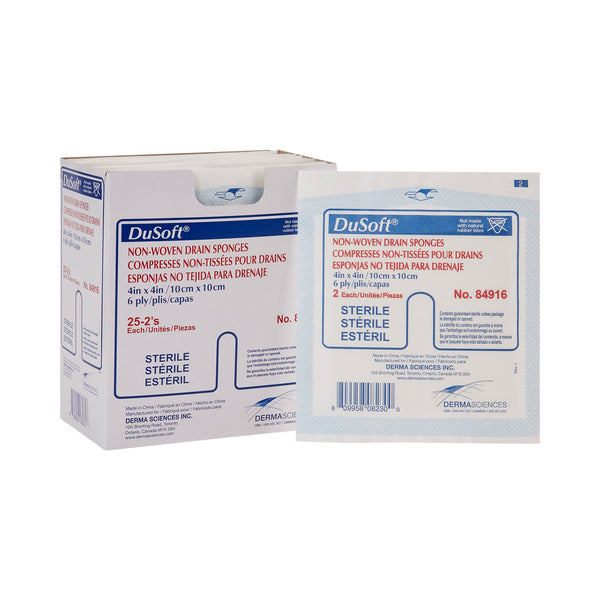 DUMEX IV/DRAIN SPLIT DRESSING, 4 X 4 INCH, 6-PLY, SOLD AS 300/CASE GENTELL 84916