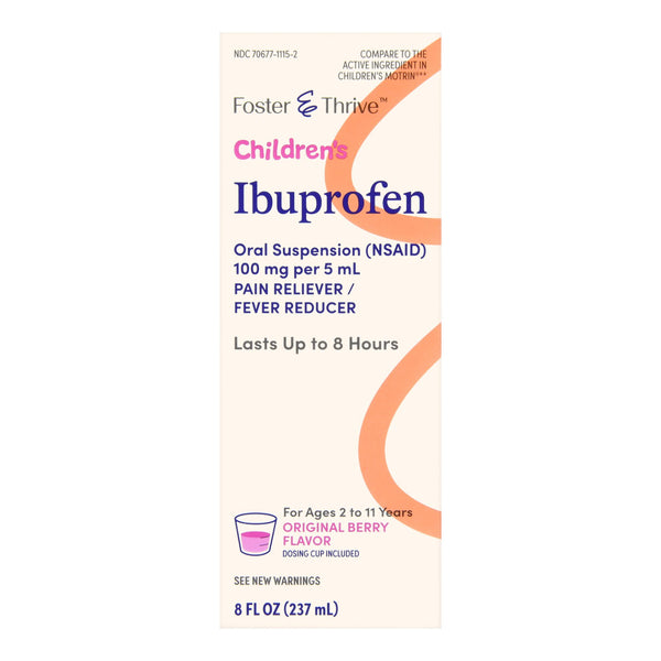 FOSTER & THRIVE™ CHILDREN'S IBUPROFEN ORAL SUSPENSION ORIGINAL BERRY, 8 OUNCES, SOLD AS 1/BOTTLE MCKESSON 70677111502