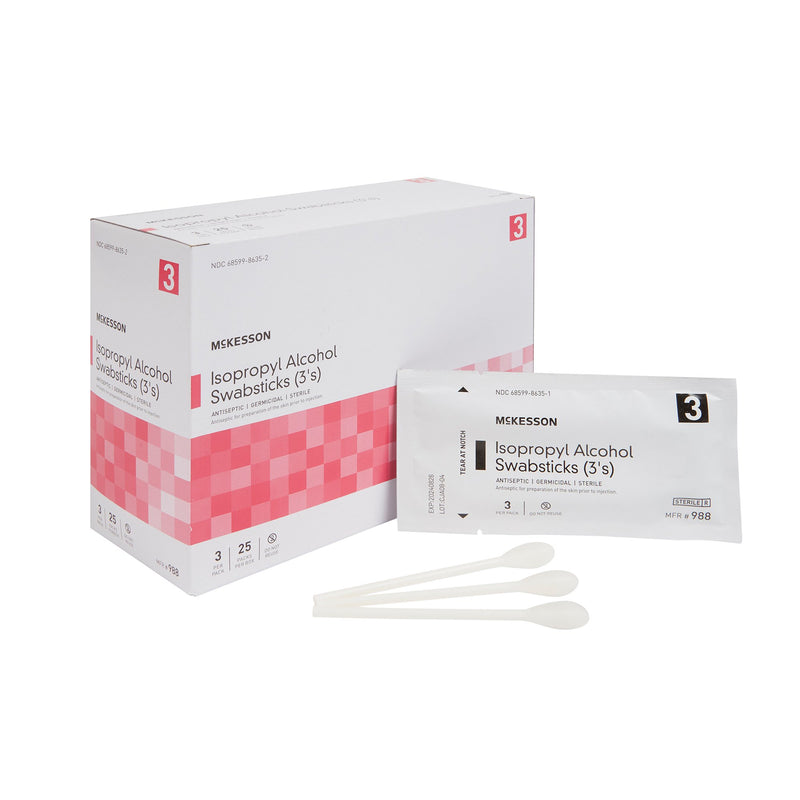 MCKESSON IMPREGNATED SWABSTICK, 70% ISOPROPYL ALCOHOL, SOLD AS 250/CASE MCKESSON 988