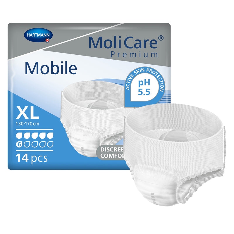 MOLICARE® PREMIUM MOBILE 6 DROP ABSORBENCY INCONTINENCE UNDERWEAR, EXTRA LARGE, SOLD AS 14/BAG HARTMANN 915834