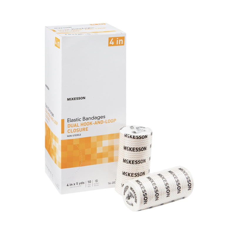 McKesson Double Hook and Loop Closure Elastic Bandage, 4 Inch x 5 Yard 10/BOX -16-2033-4