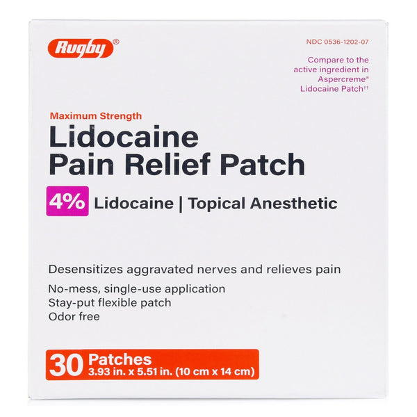 RUGBY® 4% LIDOCAINE PAIN RELIEF PATCH, SOLD AS 30/CARTON MAJOR 00536120207