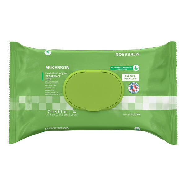 MCKESSON FLUSHABLE* WET WIPES - UNSCENTED, 96 WET WIPES PER PACK, SOLD AS 576/CASE MCKESSON FLU96