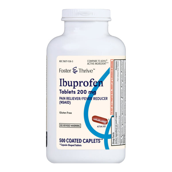 FOSTER & THRIVE™ IBUPROFEN 200 MG COATED CAPLETS, SOLD AS 1/BOTTLE MCKESSON 70677113603