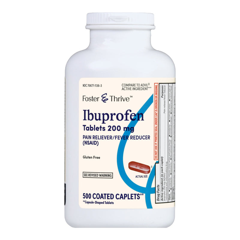 FOSTER & THRIVE™ IBUPROFEN 200 MG COATED CAPLETS, SOLD AS 1/BOTTLE MCKESSON 70677113603