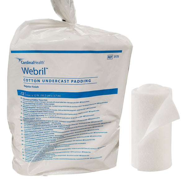 WEBRIL™ UNDERCAST COTTON CAST PADDING, 4 INCH X 4 YARD, SOLD AS 12/BAG CARDINAL 3175-