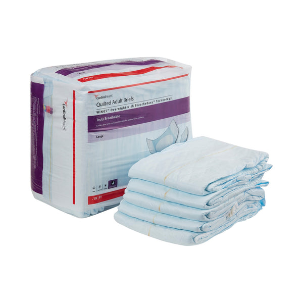 WINGS™ OVERNIGHT ABSORBENCY INCONTINENCE BRIEF, LARGE, SOLD AS 1/BAG CARDINAL 67034