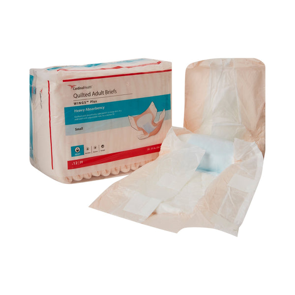 WINGS™ PLUS HEAVY ABSORBENCY INCONTINENCE BRIEF, SMALL, SOLD AS 96/CASE CARDINAL 66032A
