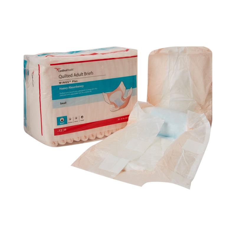 WINGS™ PLUS HEAVY ABSORBENCY INCONTINENCE BRIEF, SMALL, SOLD AS 96/CASE CARDINAL 66032A