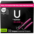 TAMPON, U BY KOTEX PREM SECURTY SUPER ABSRB (32/BX 6BX/CS), 192/CS