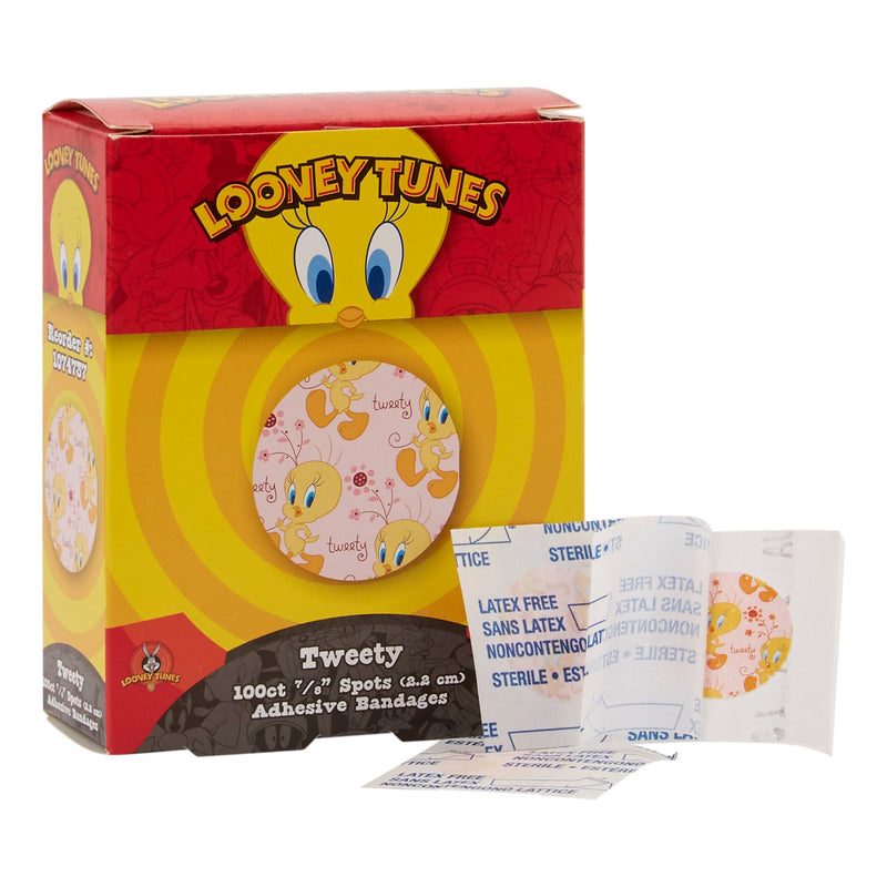 LOONEY TUNES™ STAT STRIP® ADHESIVE SPOT BANDAGE, 7/8-INCH ROUND, SOLD AS 24/CASE DUKAL 1074737
