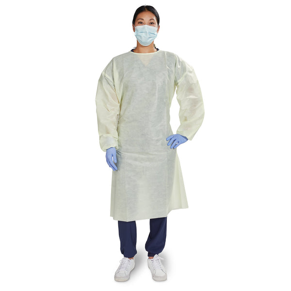 MCKESSON AAMI LEVEL 2 ISOLATION GOWN, TIE NECK STYLE, ONE SIZE FITS MOST, YELLOW, SOLD AS 100/CASE MCKESSON 16-L2NWT6Y-OSFM