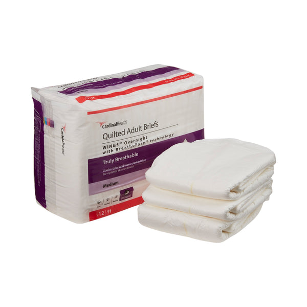 WINGS™ OVERNIGHT QUILTED INCONTINENCE BRIEF, MEDIUM, SOLD AS 8/CASE CARDINAL 67033