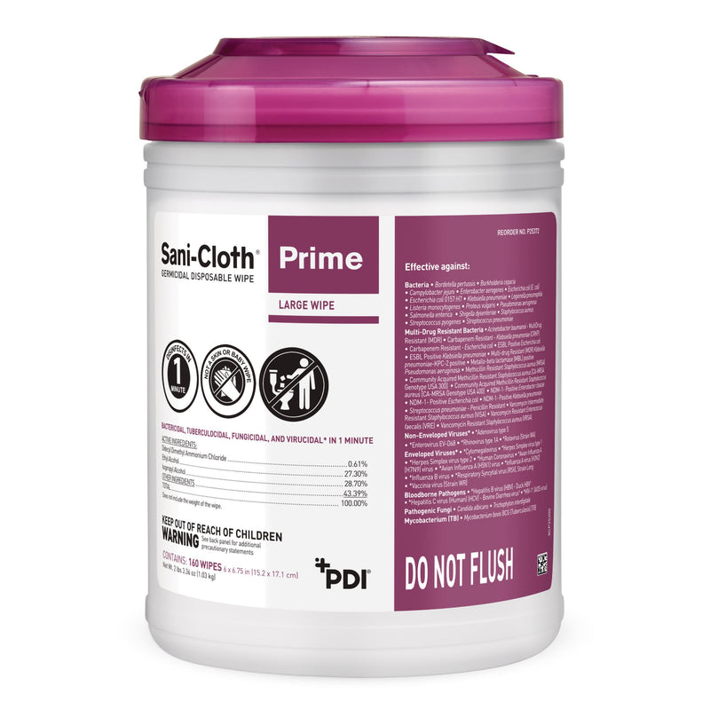 SANI-CLOTH® PRIME LARGE GERMICIDAL DISINFECTANT WIPES, 6 X 6.75 INCH, SOLD AS 160/CAN PROFESSIONAL P25372