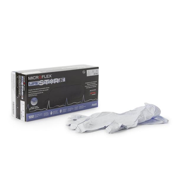 LIFESTAR™ EC NITRILE EXTENDED CUFF LENGTH EXAM GLOVE, LARGE, WHITE / BLUE, SOLD AS 100/BOX MICROFLEX LSE-104-L