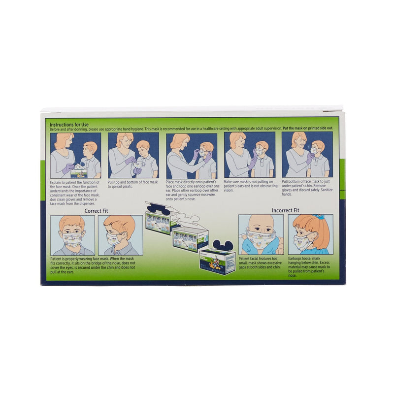 Halyard Procedure Mask Pleated Earloops Child Size Kid Design (Disney) NonSterile 75/BOX -32856
