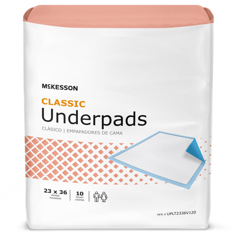 McKesson Classic Lite Underpad, 23 x 36 Inch 10/BAG -UPLT2336V120