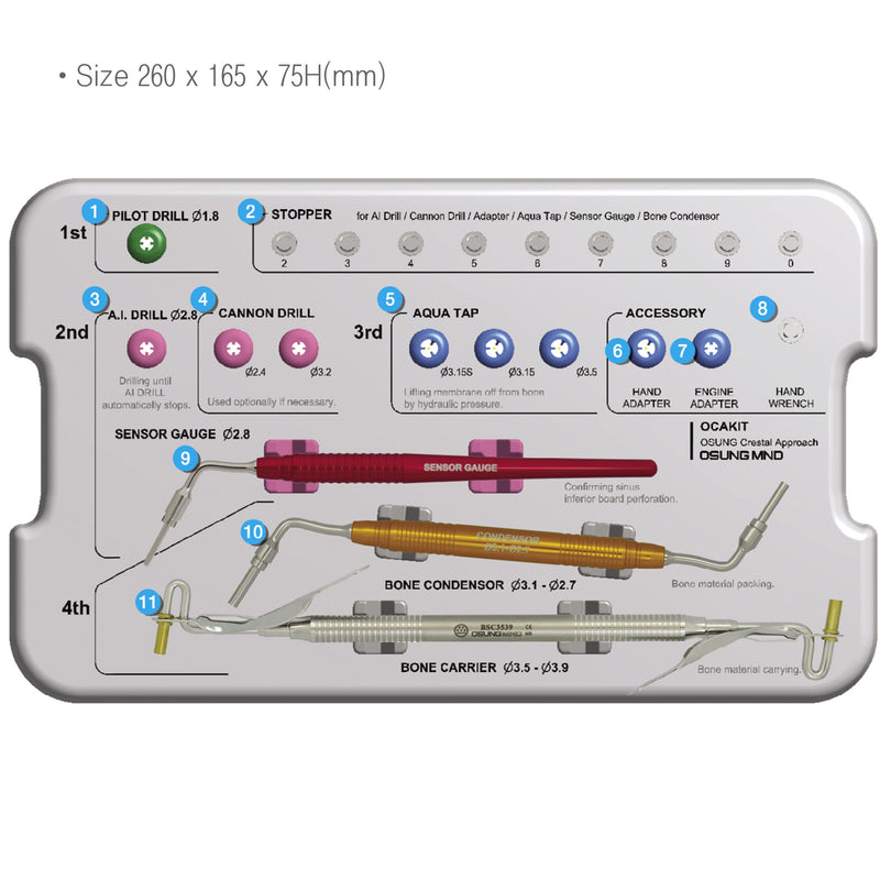 Sinus Lift Crestal Approach Kit with Aqua Lift Osung -OCA-KIT