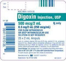DIGOXIN AMPULE SDV 2ML, 500MCG, 25/BX, SOLD AS BOX INSOURCE, 10000061