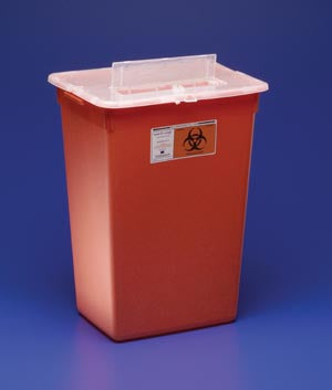 Cardinal Health Large Volume Sharps Containers. Container Sharps 10 Gal Redsplit Lid W/Port 6/Cs, Case