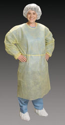 GOWN, YELLOW, ISOLATION, W/BANDED COLLAR, ELASTIC WRIST, TIE CLOSURE, UNIVERSAL, 100/CS, SOLD AS CASE ALPHA 8