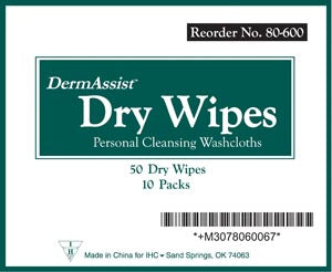 Innovative Dermassist Dry Wipes. Wipes Dry Premium Spunlace13X9 50/Pack 10Pk/Cs, Case
