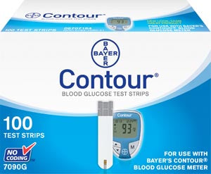 Ascensia Contour Blood Glucose Monitoring System. Strips Test Blood Glucoseuse W/9545 Meters 100/Bx Nr, Box
