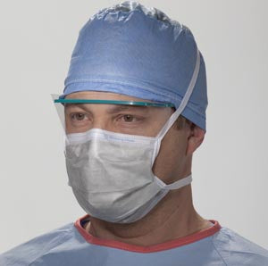 PROTECTOR™ SURGICAL MASK, PLEAT WITH TIE, SPLASHGUARD WITH VISOR, FOG-FREE, ORANGE WITH DIAMOND PRINT, 25/PKG, 4 PKG/CS, SOLD AS CASE O&M 10000979