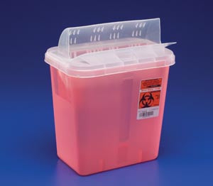 SHARPS CONTAINER, ALWAYS-OPEN LID, 12 QT, CLEAR, 16¼"H X 6"D X 13¾"W, 10/CS, SOLD AS CASE CARDINAL 261