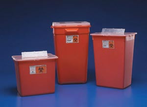 LARGE VOLUME SHARPS CONTAINER, PGII, GASKETED SLIDE LID, RED, 18 GAL., 5/CS, SOLD AS CASE CARDINAL 261