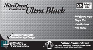 GLOVES, EXAM, XX-LARGE, NITRILE, CHEMO & FENTANYL TESTED, NON-STERILE, PF, TEXTURED, BLACK, 90/BX, 10 BX/CS, SOLD AS CASE INNOVATIVE 10000124