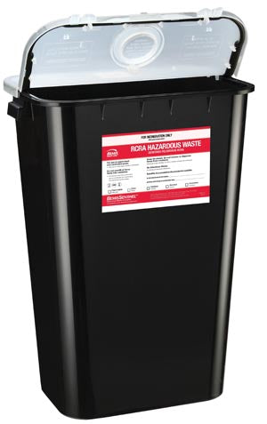 Bemis Hazardous Rcra Waste Containers Waste Container, 11 Gal, Gasketed Hinged, Clear Lid, 6/Cs -5011 070