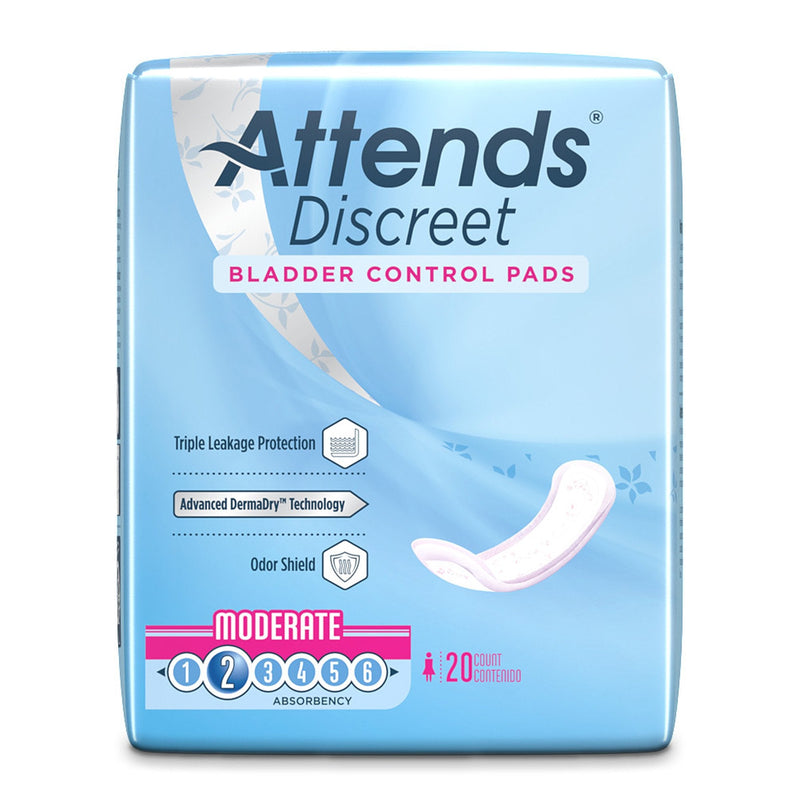 Attends Discreet Women's Moderate Bladder Control Pad, 10½-Inch Length 20/BAG -ADPMOD