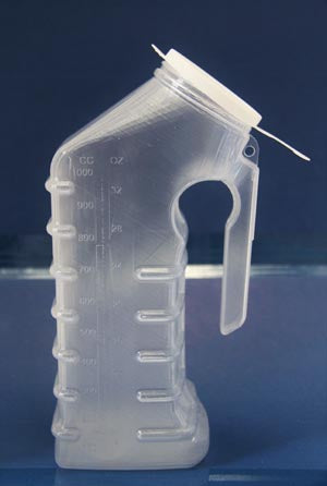 Gmax Urine Collection. Male Urinal, With Lid, Translucent, 48/Cs (20 Cs/Plt). Urinal Male W/Lid Translucent48/Cs, Case