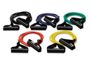RESISTANCE TUBING SET, BILATERAL WITH RUBBER SADDLE ANCHOR STRAP & EXCHANGE HANDLES, SET OF 5, SOLD AS EACH BOXOUT, 10000738