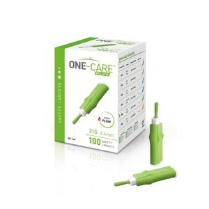 Medivena One-Care Plus Safety Lancets. Lancet Safety 21Gx2.4Mm Highgrn 100/Bx, Box