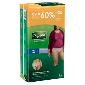 UNDERWEAR, MAXIMUM ABSORBENCY, SMALL, WOMEN, BLUSH, 32/PK, 2 PK/CS, SOLD AS CASE KIMBERLY-CLARK 269