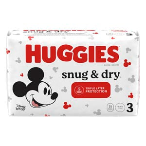 Kimberly-Clark Huggies Snug & Dry Diapers. Diaper Sz 3 Jumbo Pk 31/Pk4Pk/Cs, Case