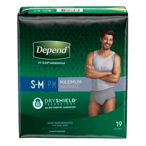 Kimberly-Clark Dependª Fitted Briefs Max Protection. Disc-Underwear Depends Malesm/Md 19/Pk 4Pk/Cs, Case
