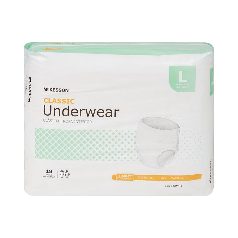 McKesson Classic Light Absorbent Underwear, Large 4/CASE -UWELG