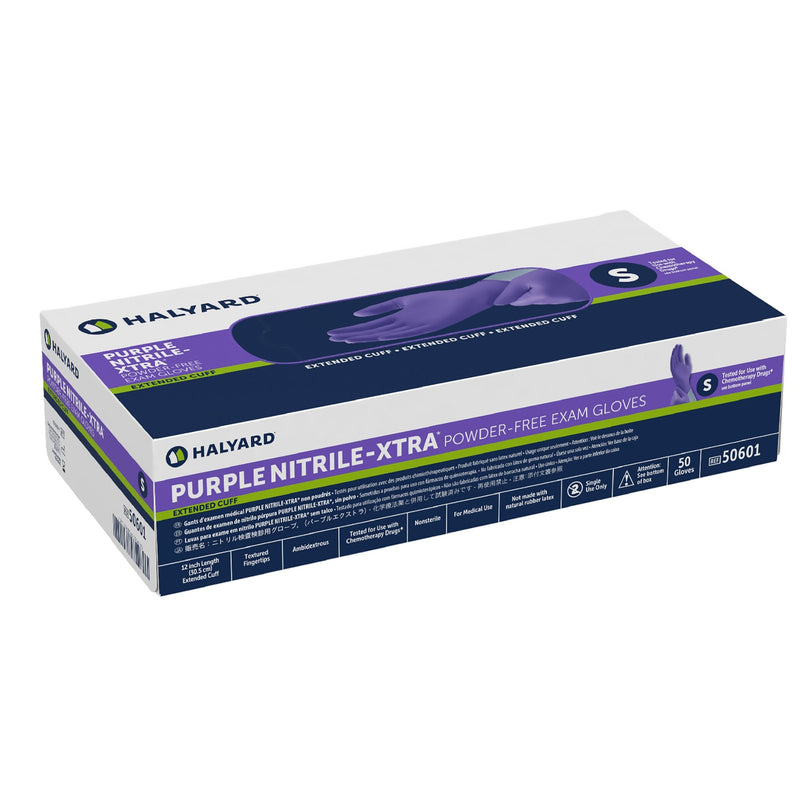 Purple Nitrile-Xtra™ Nitrile Extended Cuff Length Exam Glove, Small 500/CASE -50601
